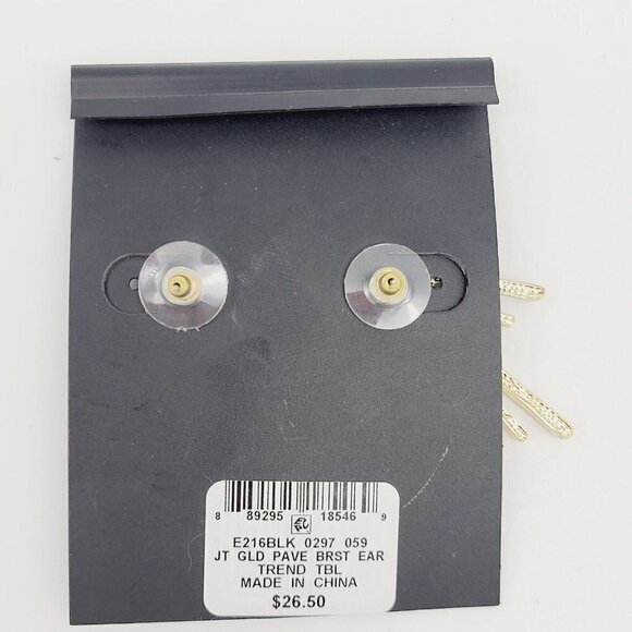 M. Haskell For INC Contemporary Earrings Gold Tone Black Rhinestone Pierced - Picture 3 of 4